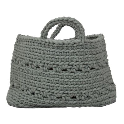 crochet wool basket-sage-large.