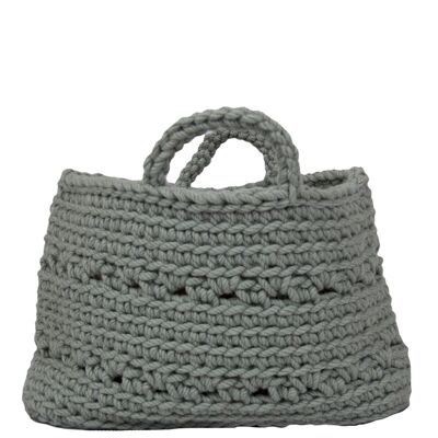crochet wool basket-sage-large.