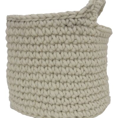 crochet woolen basket-ecru-small