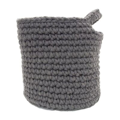crochet wool basket-grey-large