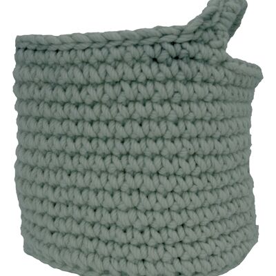 crochet wool basket-sage-large