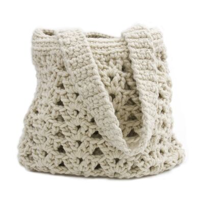 bolso de lana crochet-crudo-