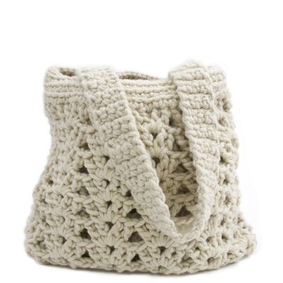 crochet wool bag-ecru-