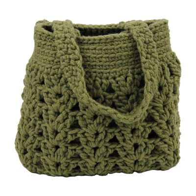 borsa in lana crochet-verde oliva-