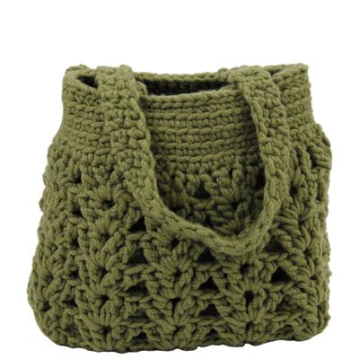 bolso de lana crochet-verde oliva-