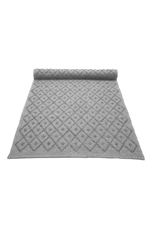 woven cotton rug Diamond light grey large