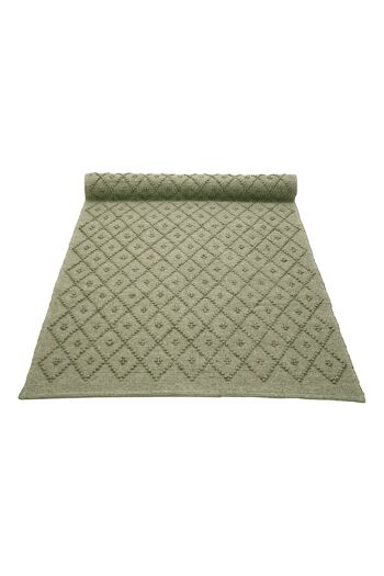 tapis en coton tissé diamant vert olive grand 2