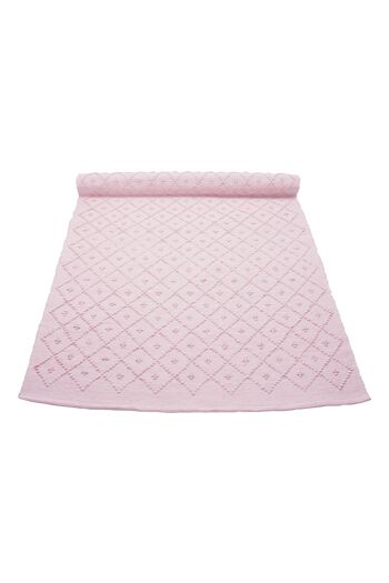 Tapis Diamond en coton tissé rose poudré grand 2