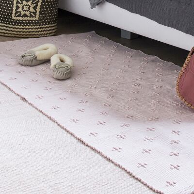 alfombra tejida de algodón, nórdica, rosa empolvado, mediana
