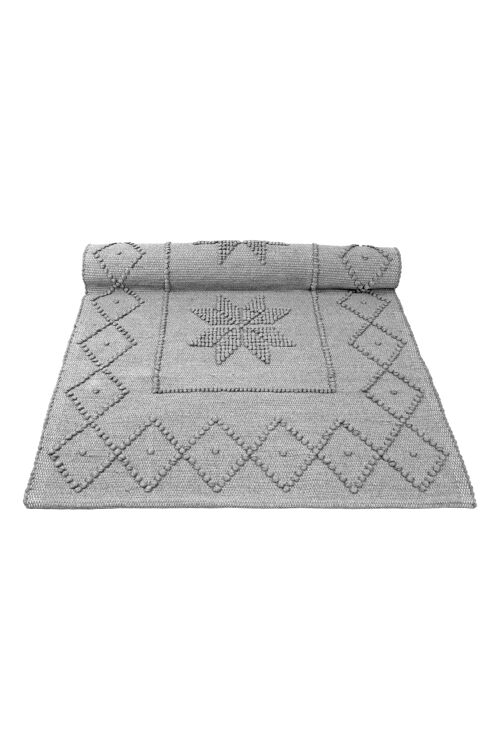 woven cotton rug Star light grey medium