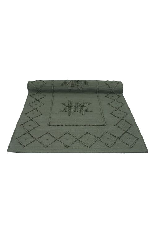 woven cotton rug Star olive green medium