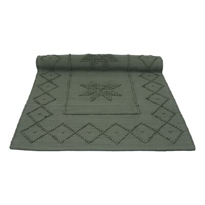 tapis en coton tissé Star vert olive moyen