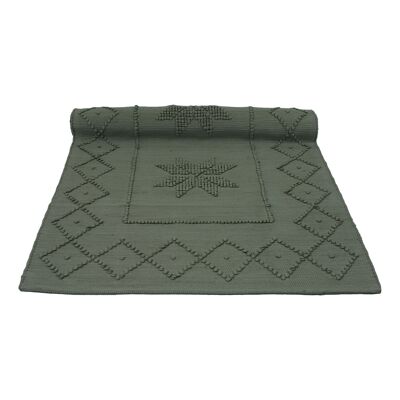 woven cotton rug Star olive green medium