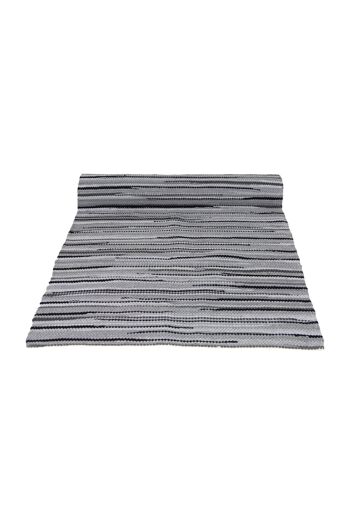 tapis en coton tissé, Rayé, gris, moyen 1