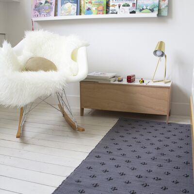 tapis en coton tissé, liz, gris, moyen