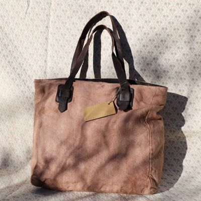 595 - Mocha fabric bag, shopping bags, totebag, handbag, handheld