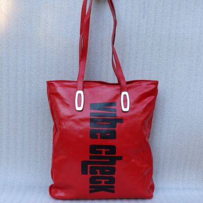 787 - Red leather bag, Bag with handles, Tote bags, Shopping bags
