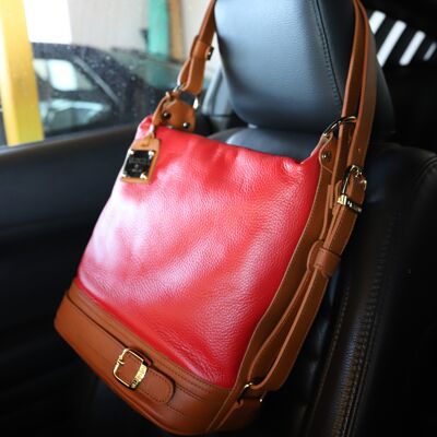 649 Kelly - Red Bag in Tumbled Effect Leather