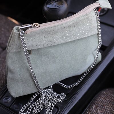 666 Betty Bags - Gray tending to green suede with stud