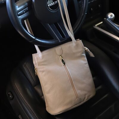 623 Long Handles Bag - Tumbled Effect Leather - Medium Bags