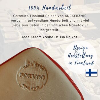 ANCKERAMIC Finland Original Grater - Râpe en céramique comme râpe à noix de muscade, râpe à ail, râpe à gingembre, fabriquée en Finlande (rouge) ... 10