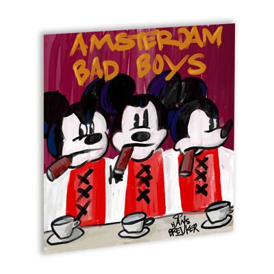Amsterdam Bad Boys Canvas Wit_40 x 40 cm