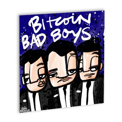 Bitcoin bad boys Canvas Wit_40 x 40 cm