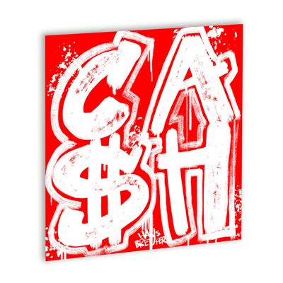 Cash Graffiti Canvas Wit_40 x 40 cm