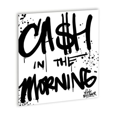 Cash in the morning Canvas Wit_40 x 40 cm