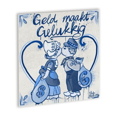 Geld maakt gelukkig Canvas Wit_40 x 40 cm