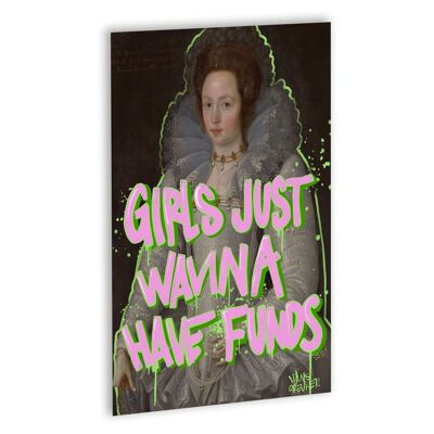 Girls just wanna have funds Canvas Zwart_30 x 40 cm