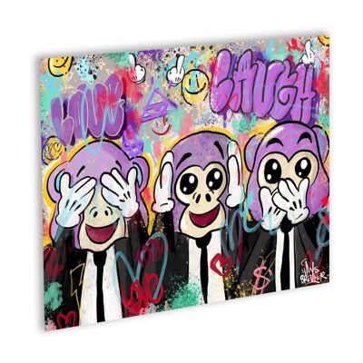 Love Laugh Monkeys Canvas Zwart_40 x 30 cm