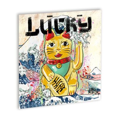 Lucky cat Canvas Zwart_40 x 40 cm