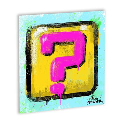 Mario questionmark Canvas Zwart_40 x 40 cm
