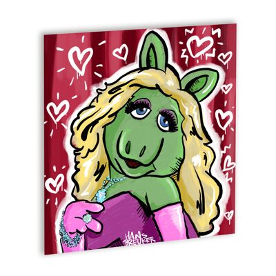 Miss froggy Canvas Zwart_40 x 40 cm