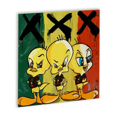 Three little birds Amsterdam art Canvas Wit_40 x 40 cm