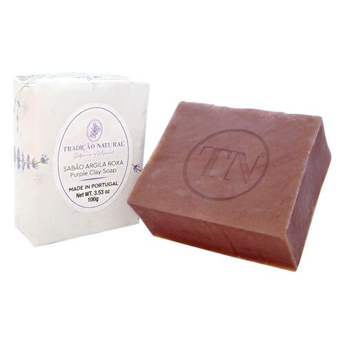 Purple Clay Solid Soap - Handmade - 100 g - 100% natural ingredients