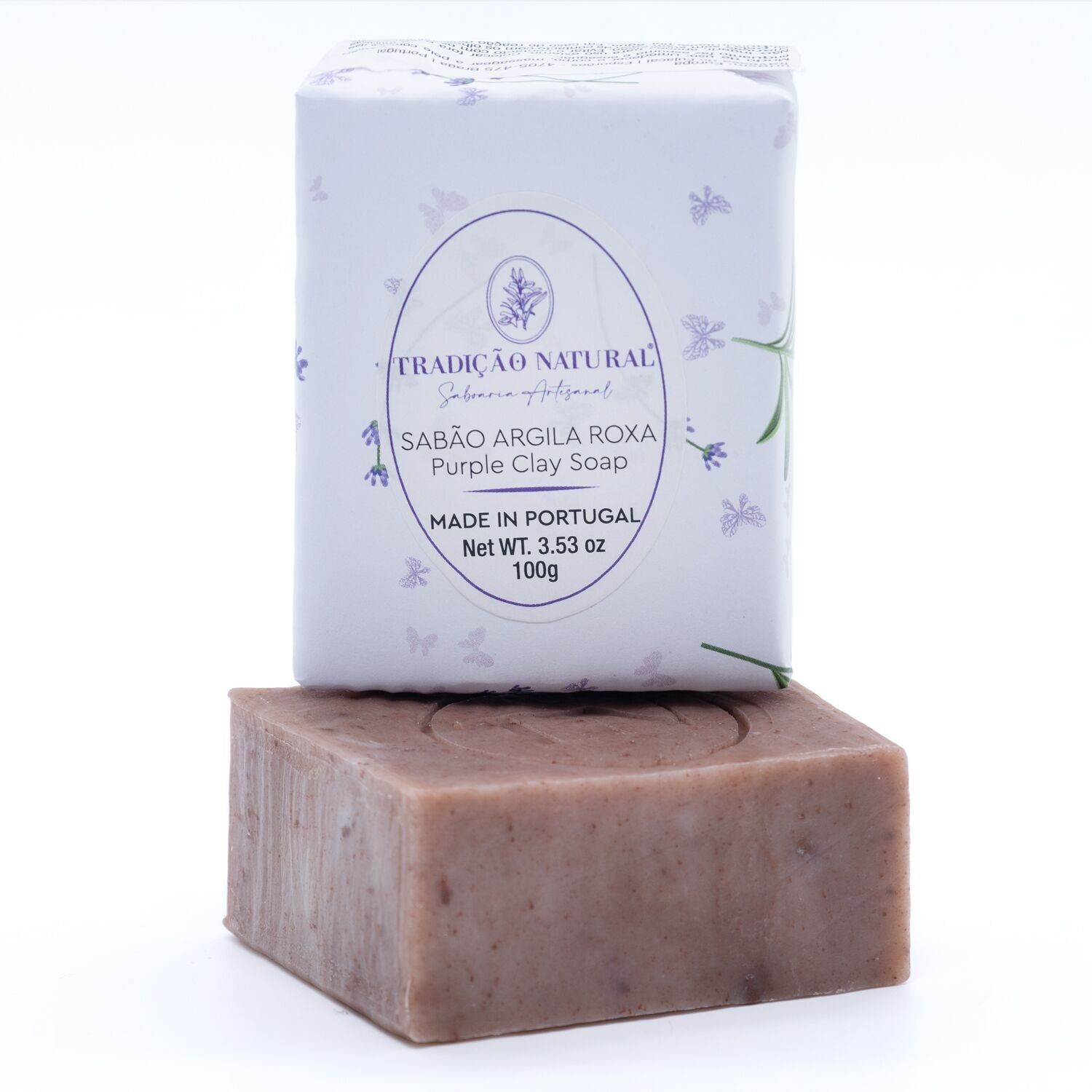 Purple Clay Solid Soap - Handmade - 100 g - 100% natural ingredients