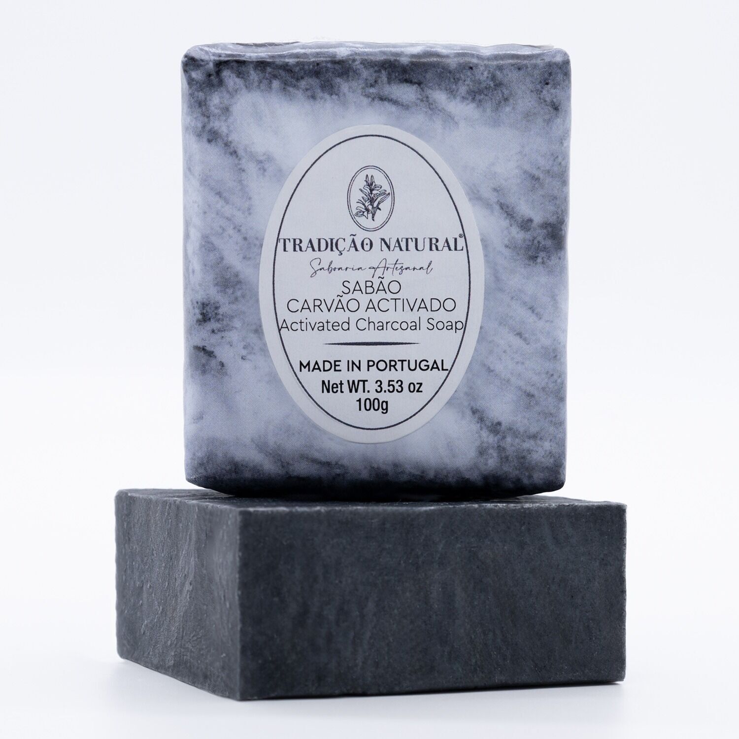 Sapone solido al carbone attivo - Fatto a mano - 100 g - Ingredienti 100% naturali