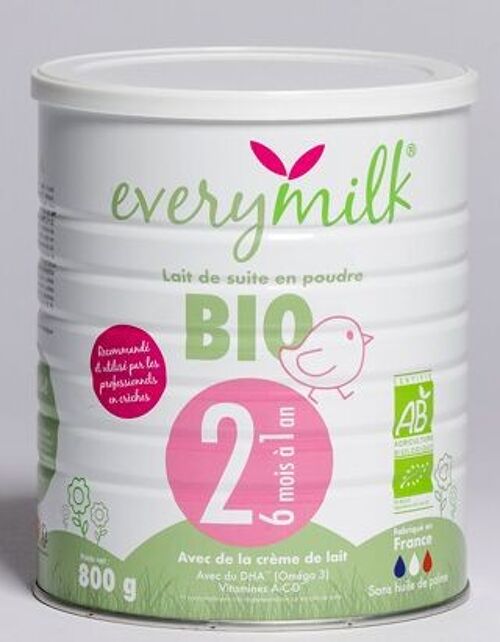 Lait 2 Bio - lait de suite biologique de 6 à 12 mois - lait infantile - EVERYMILK - x12