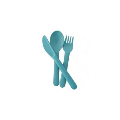 Bambino Bamboo cutlery set (fork, spoon, knife) - Lagoon- Ekobo