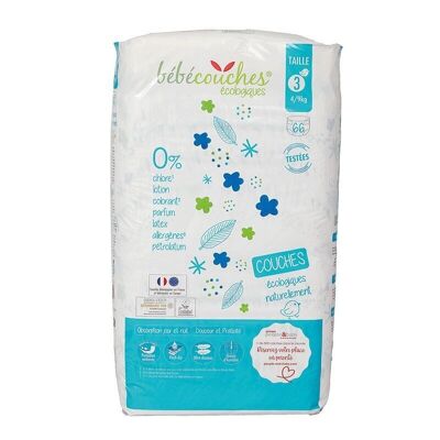 Baby diapersecological diapers size 3 (4-9kg) bag of 66