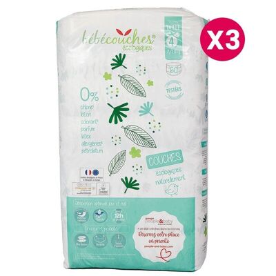 Baby diapersecological diapers size 4 (7-18kg) box of 180