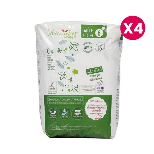 Culottes bébécouches écologiques taille 6 (6-16kg) sachet de 18