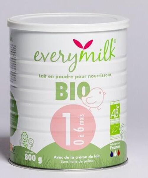 Lait 1 Bio - lait biologique pour nourrissons de 0 à 6 mois - lait infantile - EVERYMILK - x18