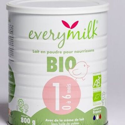 Milch 1 Bio – Bio-Milch für Säuglinge von 0 bis 6 Monaten – Säuglingsmilch – EVERYMILK – x18