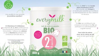 Lait 2 Bio - lait de suite Biologique de 6 à 12 mois - lait infantile - EVERYMILK - x6 2