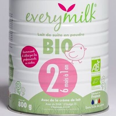 Lait 2 Bio - lait de suite Biologique de 6 à 12 mois - lait infantile - EVERYMILK -x18