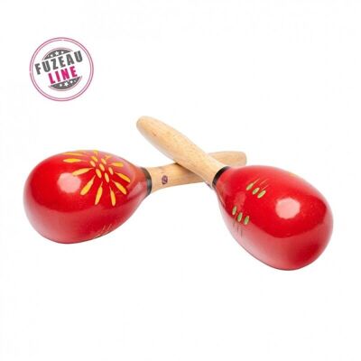 Maracas de madera pintada L.23 cm - FUZEAU