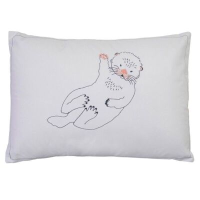 Mimi'Lou - Coussin brodé Loutre